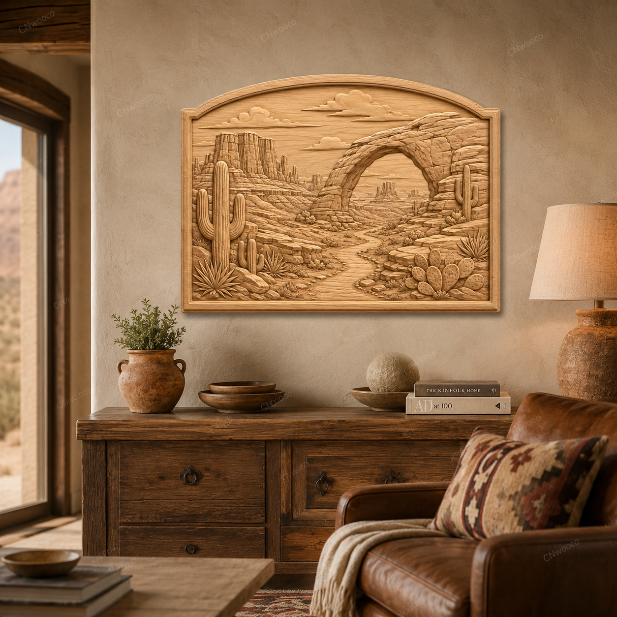 CNC & impression 3D relief désert américain, arches rocheuses, cactus et paysage western, fichier STL très haute qualité