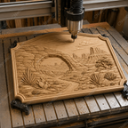 CNC & impression 3D relief paysage désert western, arche rocheuse, cactus et mesas, fichier STL très haute qualité