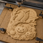 Relief chouette Halloween CNC & impression 3D, citrouilles, pleine lune et feuilles d’automne, fichier STL haute qualité
