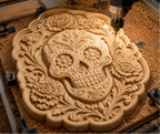 CNC & impression 3D relief crâne floral Sugar Skull, fleurs décoratives et style Día de Muertos, fichier STL haute qualité
