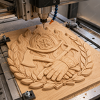 Relief pompier avec casque CNC & impression 3D, haches, gants et flammes, fichier pour gravure bois, STL très haute qualité