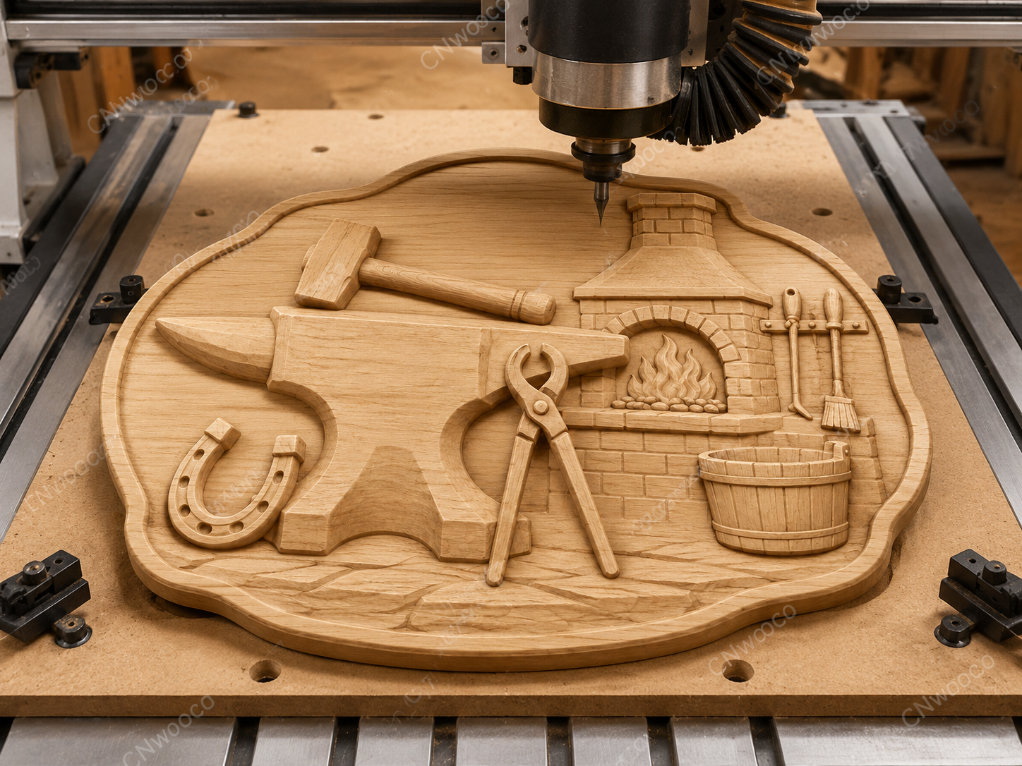 Relief de forgeron avec enclume CNC & impression 3D, forge et outils, fichier STL très haute qualité