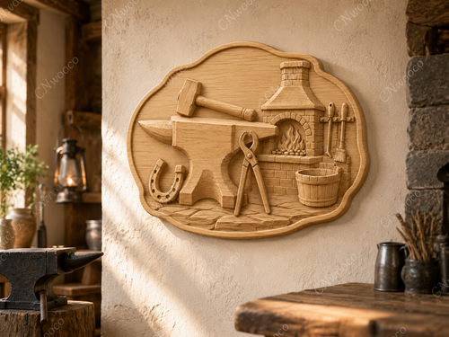 Relief de forgeron avec enclume CNC & impression 3D, forge et outils, fichier STL très haute qualité
