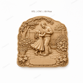 CNC & impression 3D scène père fille dans le jardin, relief bois à personnaliser, fichier STL très haute qualité