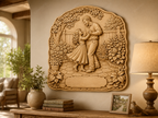 CNC & impression 3D scène père fille dans le jardin, relief bois à personnaliser, fichier STL très haute qualité