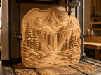 CNC & impression 3D relief montagne cascade, fichier pour sculpture bois, paysage nature forêt STL très haute qualité