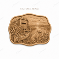 CNC & impression 3D relief chien de chasse au marais, canards, cabane et canoë, fichier STL très haute qualité
