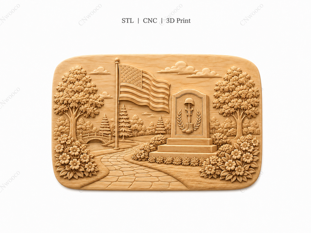 CNC & impression 3D mémorial militaire USA, drapeau américain, jardin commémoratif patriotique, fichier STL