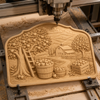 CNC & impression 3D relief verger de pommes, ferme rustique, panneau bois décoratif, fichier STL très haute qualité
