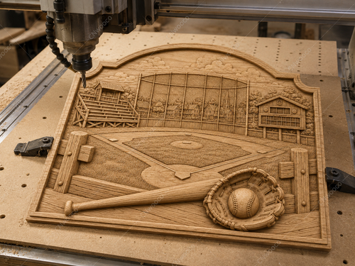 CNC & impression 3D relief terrain de baseball, décoration sport bois, fichier STL très haute qualité