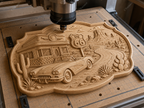 CNC & impression 3D relief Route 66 western, diner rétro, voiture classique et désert américain, fichier STL très haute qualité