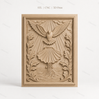 Fichier CNC & impression 3D colombe sacrée, baptême coquille et feuilles, haute qualité relief STL