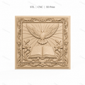 Fichier CNC & impression 3D colombe sacrée, livre ouvert fleurs et cadre ornemental, haute qualité relief STL