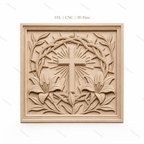 Fichier CNC & impression 3D croix chrétienne, couronne d’épines et lys, haute qualité relief STL