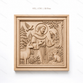 Fichier CNC & impression 3D saint François avec animaux, cerf oiseaux et lapin, haute qualité relief STL