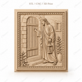 Fichier CNC & impression 3D Jésus frappant à la porte, scène biblique avec lanterne, haute qualité relief STL