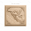 Fichier CNC & impression 3D ange trompettiste, nuages et rayons célestes, haute qualité relief STL