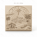 Fichier CNC & impression 3D scène de la nativité, étoile et village biblique, haute qualité relief STL