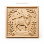 Fichier CNC & impression 3D agneau pascal, bannière chrétienne, haute qualité relief STL