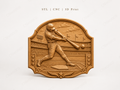 Relief baseball joueur en frappe, CNC & impression 3D, fichier STL pour gravure bois, STL de très haute qualité