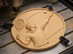 CNC & impression 3D relief joueur de tennis au service avec raquette et balle, fichier STL très haute qualité
