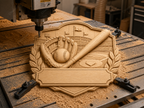 CNC & impression 3D relief baseball avec batte, gant, balle et plaque à personnaliser, fichier STL très haute qualité