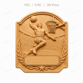 CNC & impression 3D trophée basket avec joueur dunk, panier et plaque à personnaliser, fichier STL très haute qualité