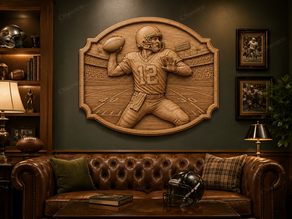 Relief quarterback football américain numéro 12, CNC & impression 3D, fichier STL, STL de très haute qualité