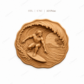 Relief surfeur vague tropicale, CNC & impression 3D, fichier STL, STL de très haute qualité