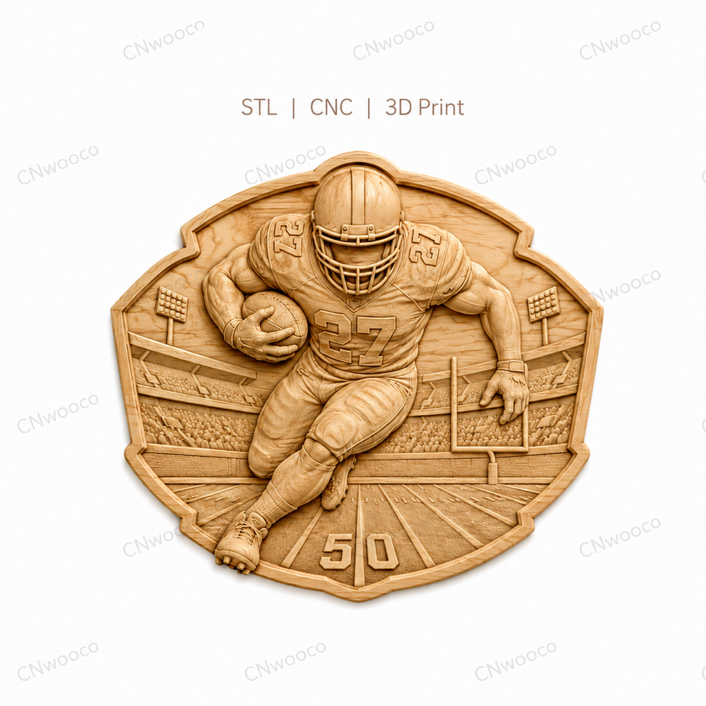 Relief football américain joueur 27, CNC & impression 3D, fichier STL, STL de très haute qualité
