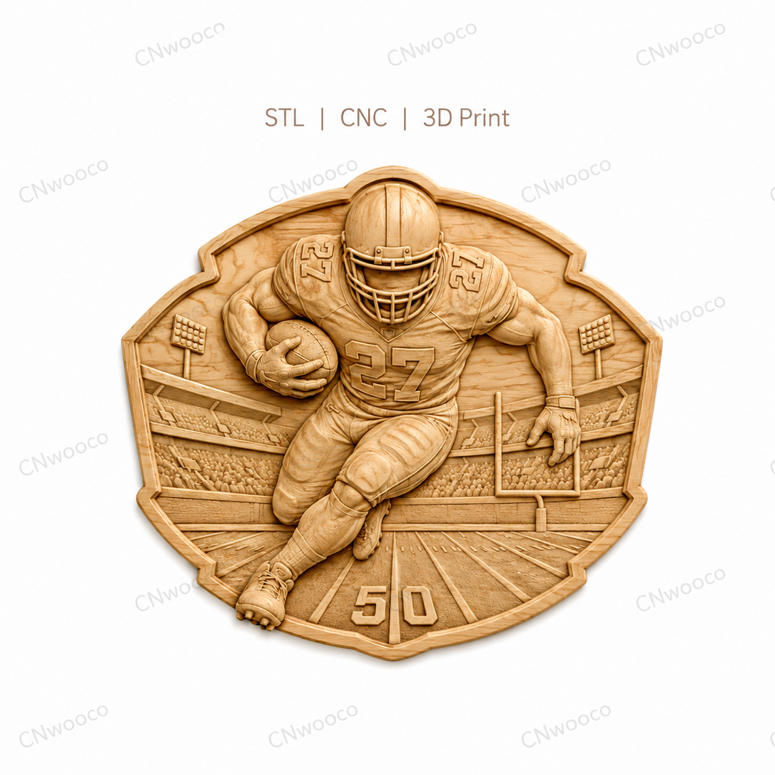 Relief football américain joueur 27, CNC & impression 3D, fichier STL, STL de très haute qualité