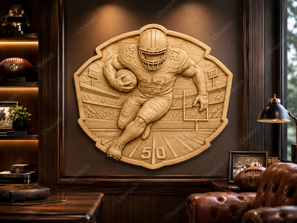 Relief football américain joueur 27, CNC & impression 3D, fichier STL, STL de très haute qualité