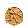CNC & impression 3D relief baseball joueur batteur, stade sport américain, STL très haute qualité