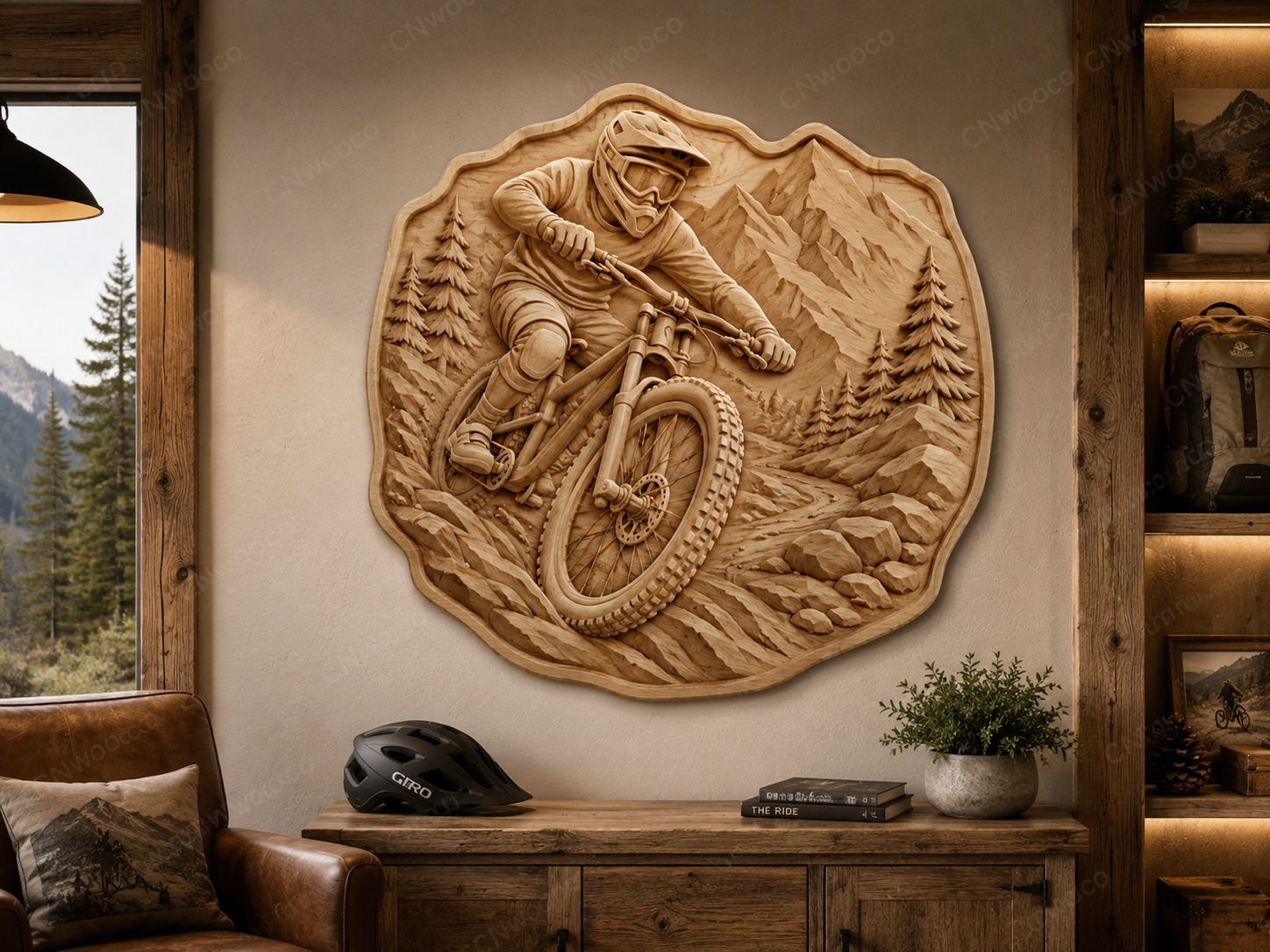 CNC & impression 3D relief vélo de montagne, cycliste downhill, déco sport outdoor, STL très haute qualité
