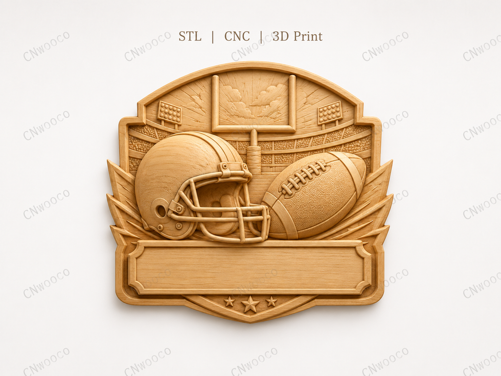 CNC & impression 3D relief football américain à personnaliser, casque ballon sport, STL très haute qualité