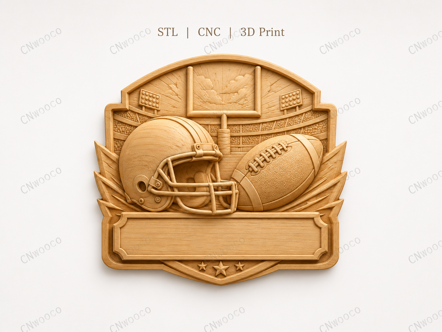 CNC & impression 3D relief football américain à personnaliser, casque ballon sport, STL très haute qualité
