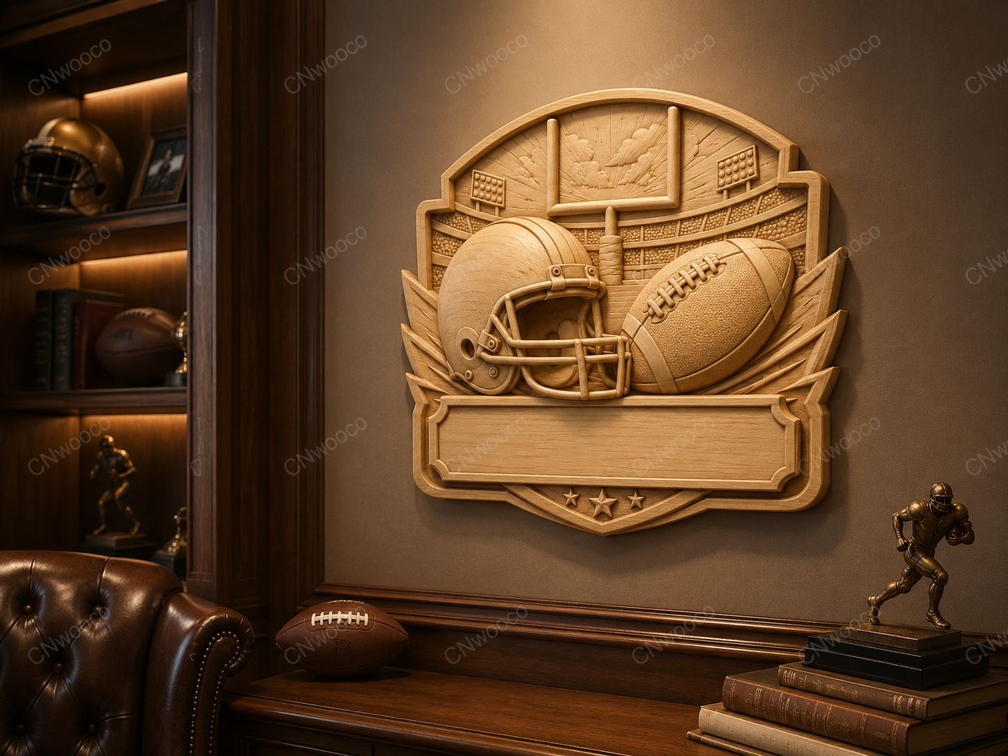 CNC & impression 3D relief football américain à personnaliser, casque ballon sport, STL très haute qualité