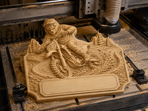 CNC & impression 3D relief motocross à personnaliser, pilote dirt bike, trophée moto, STL très haute qualité