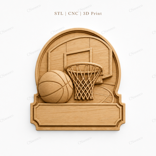 CNC & impression 3D relief basketball à personnaliser, panier ballon, déco sport, STL très haute qualité