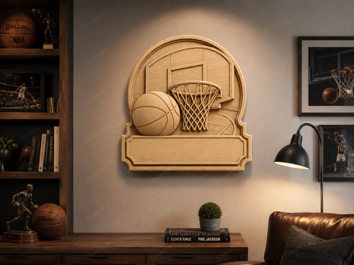 CNC & impression 3D relief basketball à personnaliser, panier ballon, déco sport, STL très haute qualité