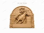 CNC & impression 3D relief cowgirl barrel racing à personnaliser, cheval western, STL très haute qualité