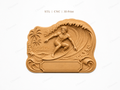 CNC & impression 3D relief surfeur vague tropicale à personnaliser, déco surf plage, STL très haute qualité