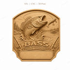 CNC & impression 3D relief bass fishing tournament à personnaliser, trophée pêche, plaque victoire, STL très haute qualité