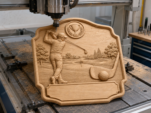 CNC & impression 3D relief golf à personnaliser, trophée golfeur, plaque victoire, STL très haute qualité