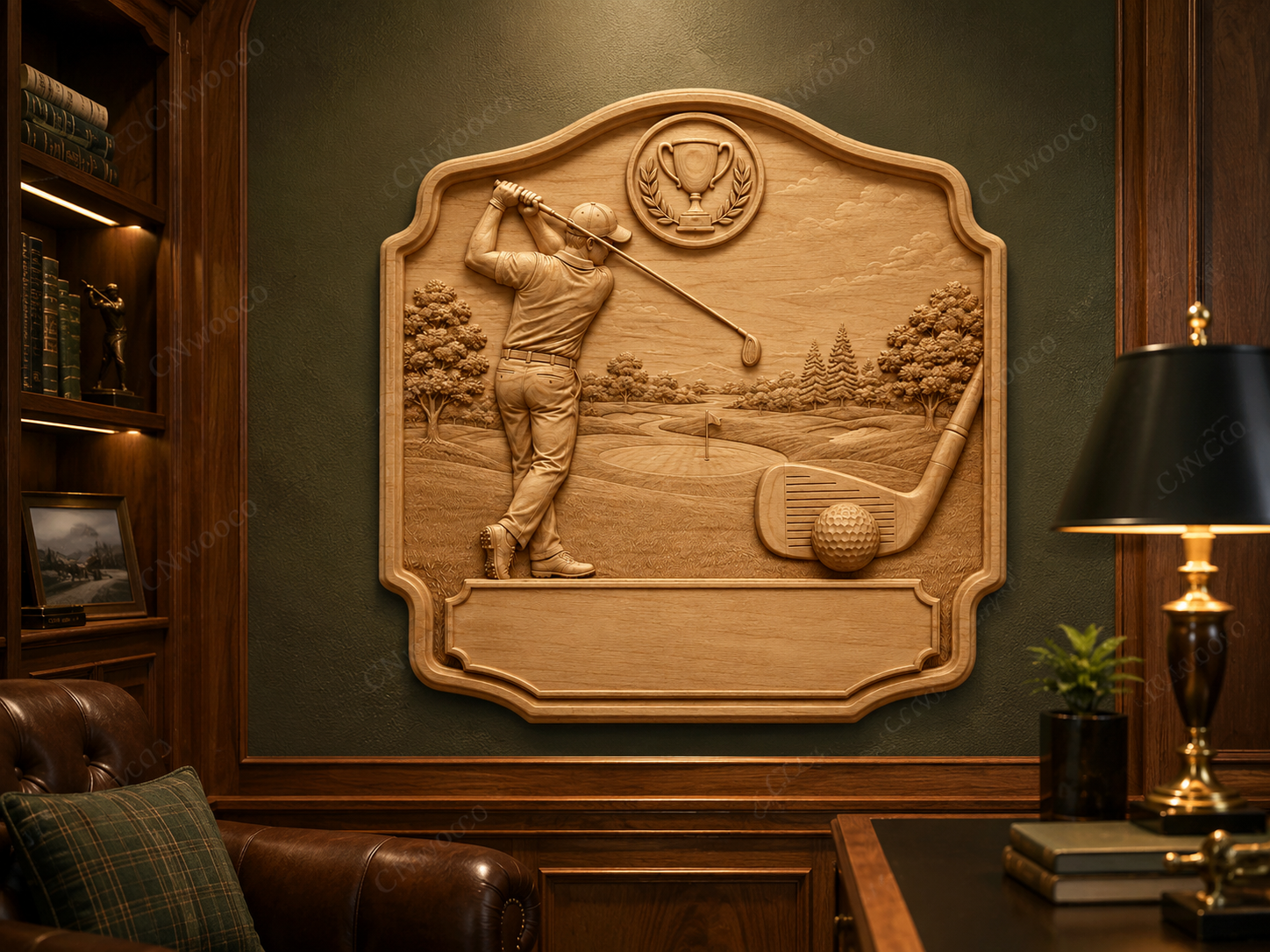 CNC & impression 3D relief golf à personnaliser, trophée golfeur, plaque victoire, STL très haute qualité