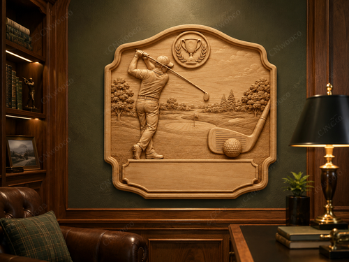 CNC & impression 3D relief golf à personnaliser, trophée golfeur, plaque victoire, STL très haute qualité