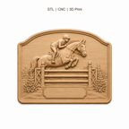 Relief équestre saut d’obstacle à personnaliser, CNC & impression 3D, fichier STL de très haute qualité