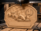 CNC & impression 3D trophée voiture de course à personnaliser, relief racing podium numéro 1, fichier STL très haute qualité
