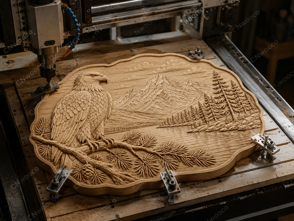 Relief aigle montagne et lac CNC & impression 3D, fichier STL décoration murale nature, STL de très haute qualité