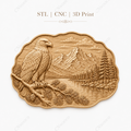 Relief aigle montagne et lac CNC & impression 3D, fichier STL décoration murale nature, STL de très haute qualité